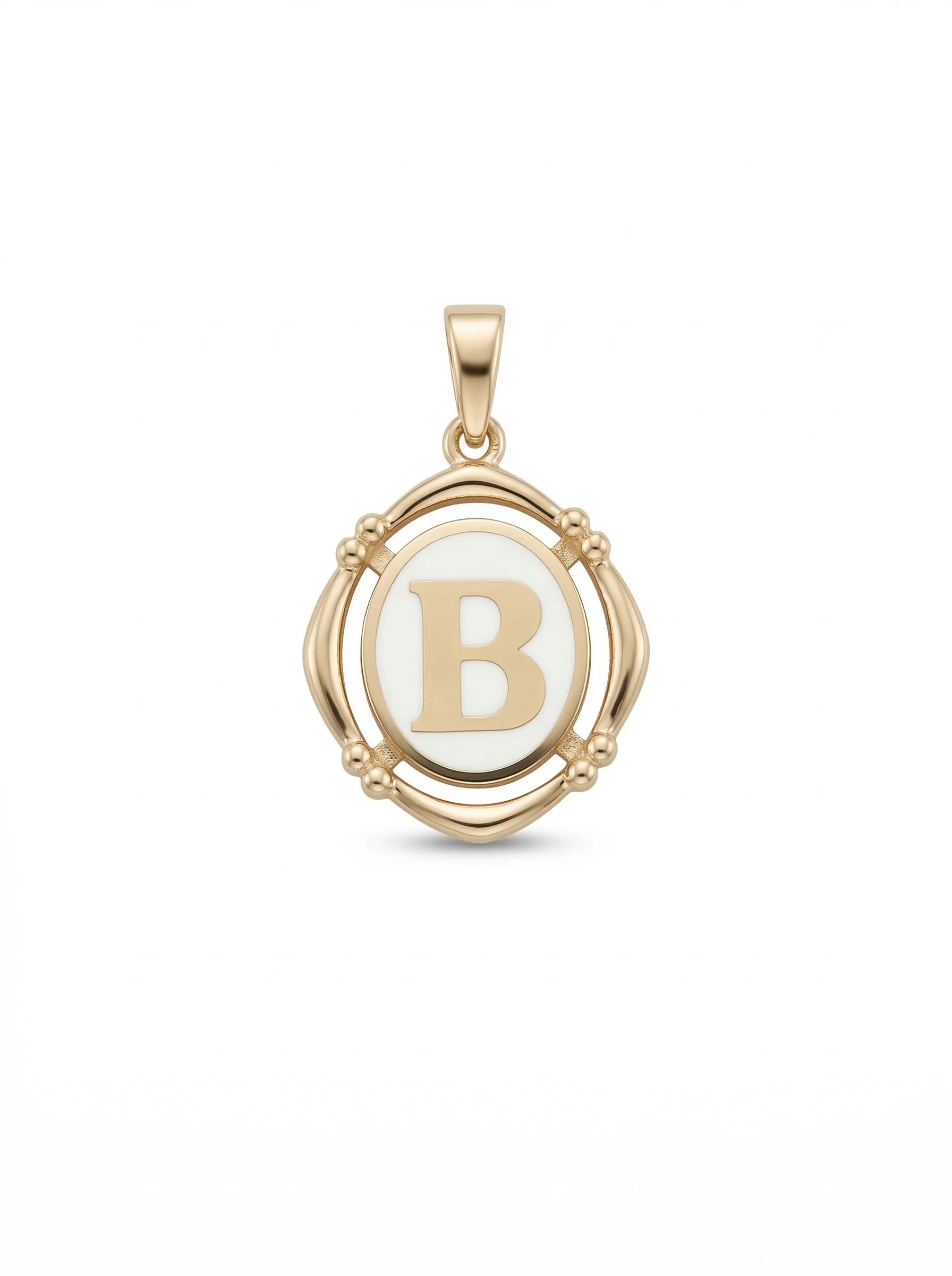 Buchstabenanhänger B aus 14 Karat Gold – Perlmutt 1