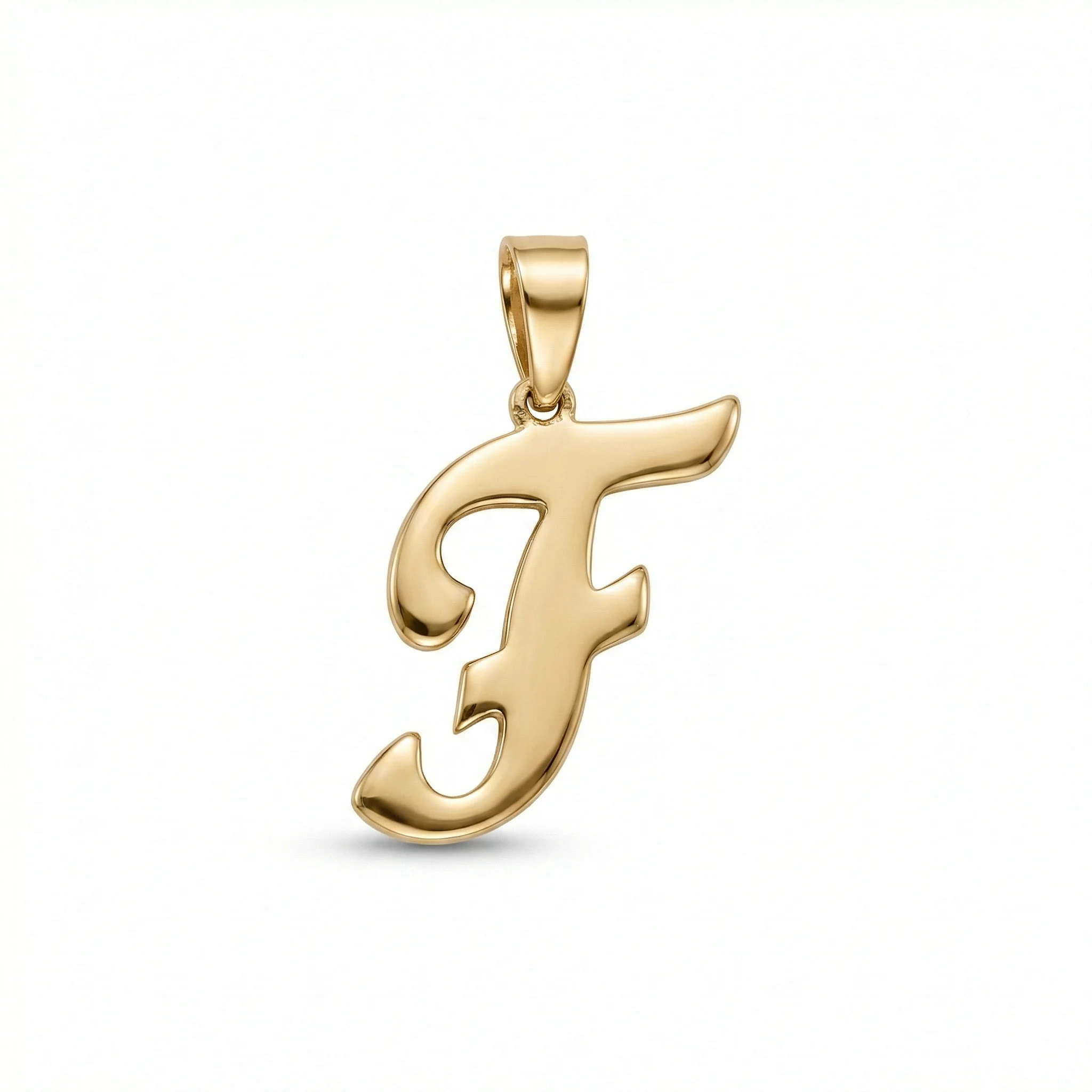 Buchstabenanhänger F aus 14 Karat Gold – Handschrift