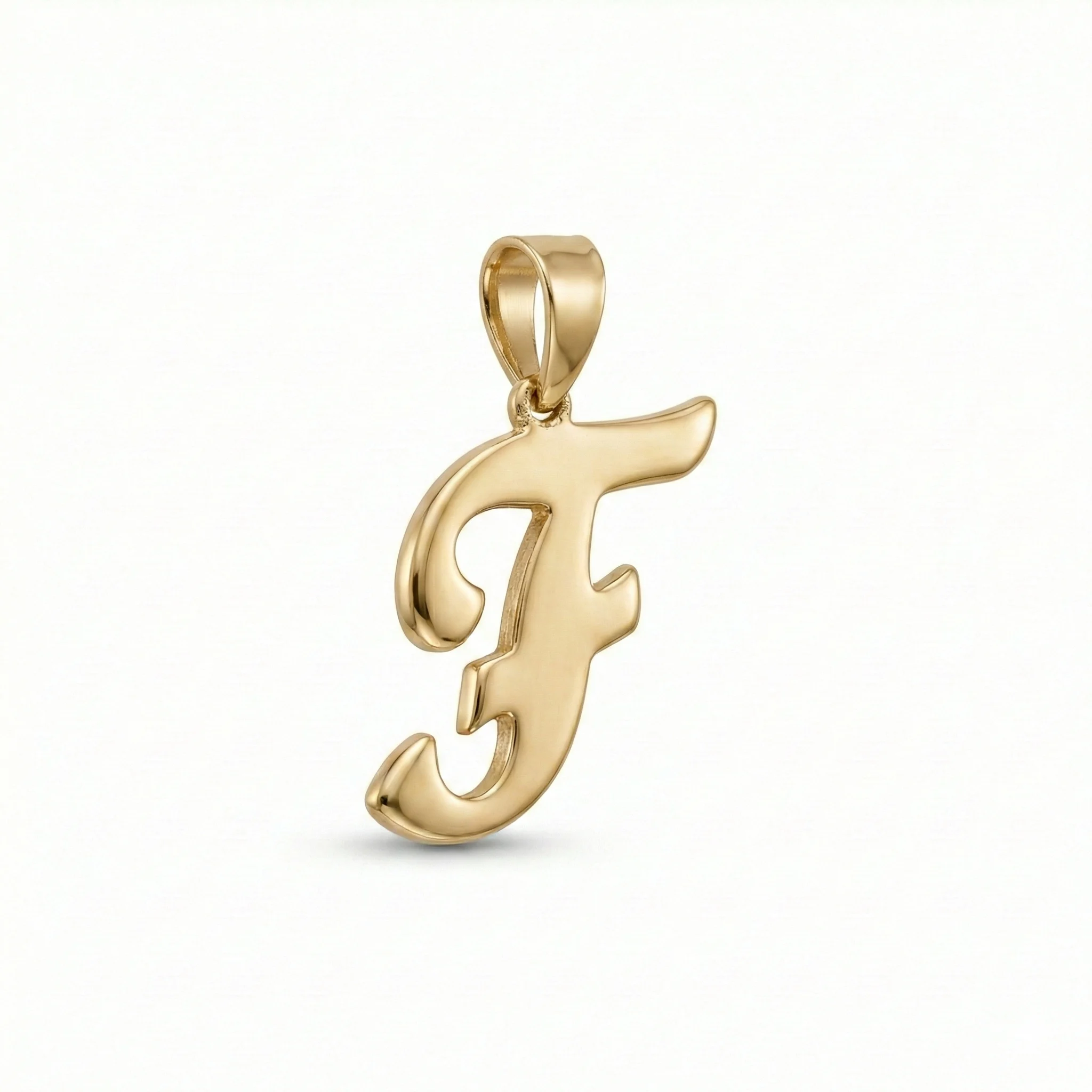 Buchstabenanhänger F aus 14 Karat Gold – Handschrift 2