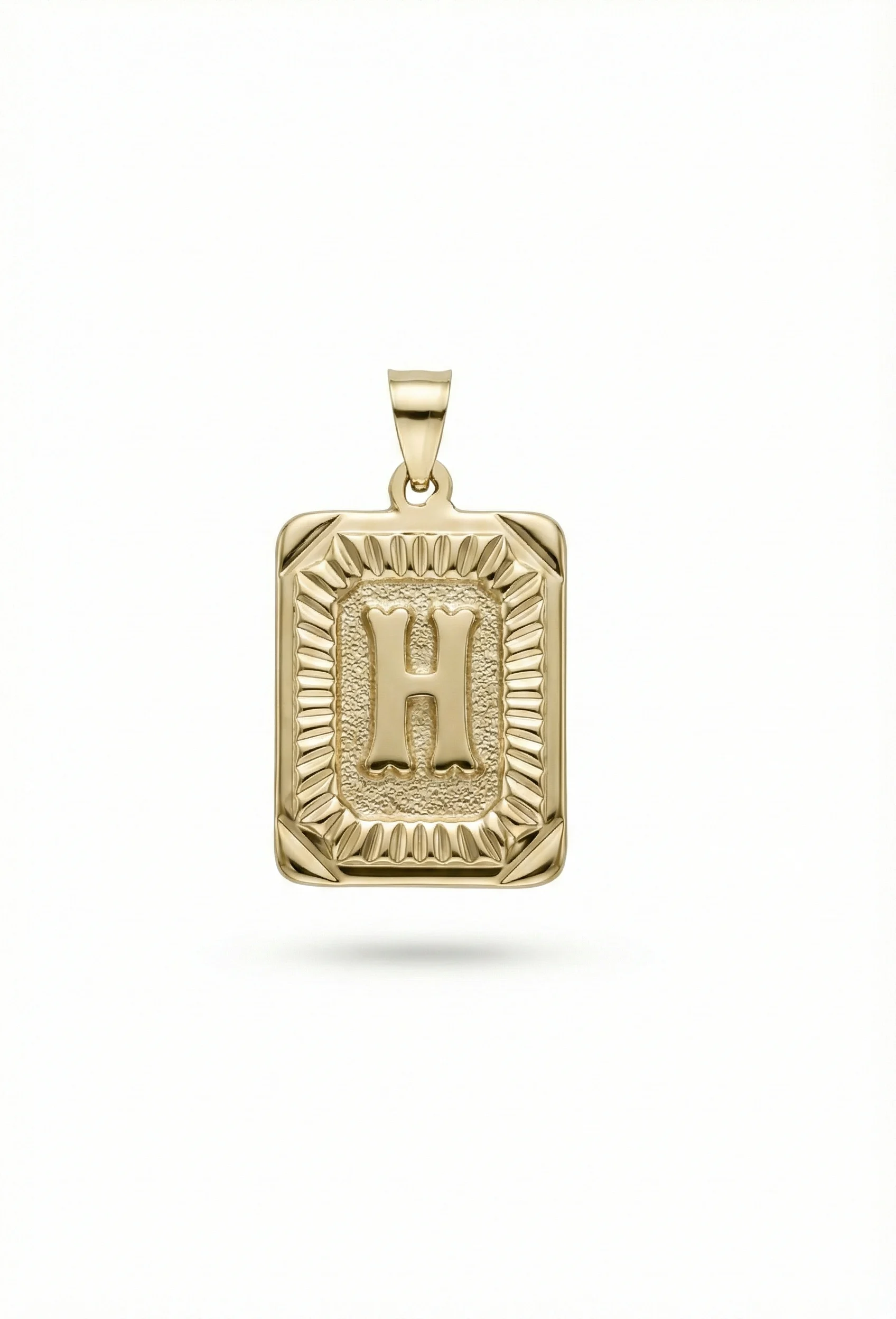 Buchstabenanhänger H aus 14 Karat Gold – Rechteck Modell 4