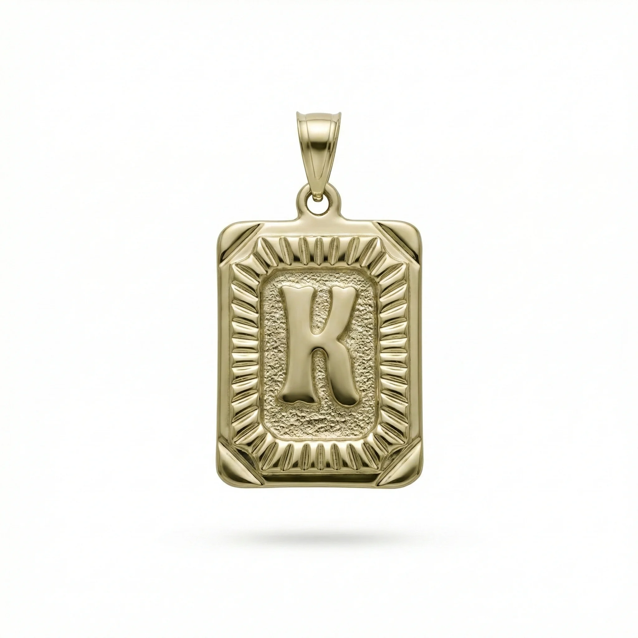 Buchstabenanhänger K aus 14 Karat Gold – Rechteck Modell 3