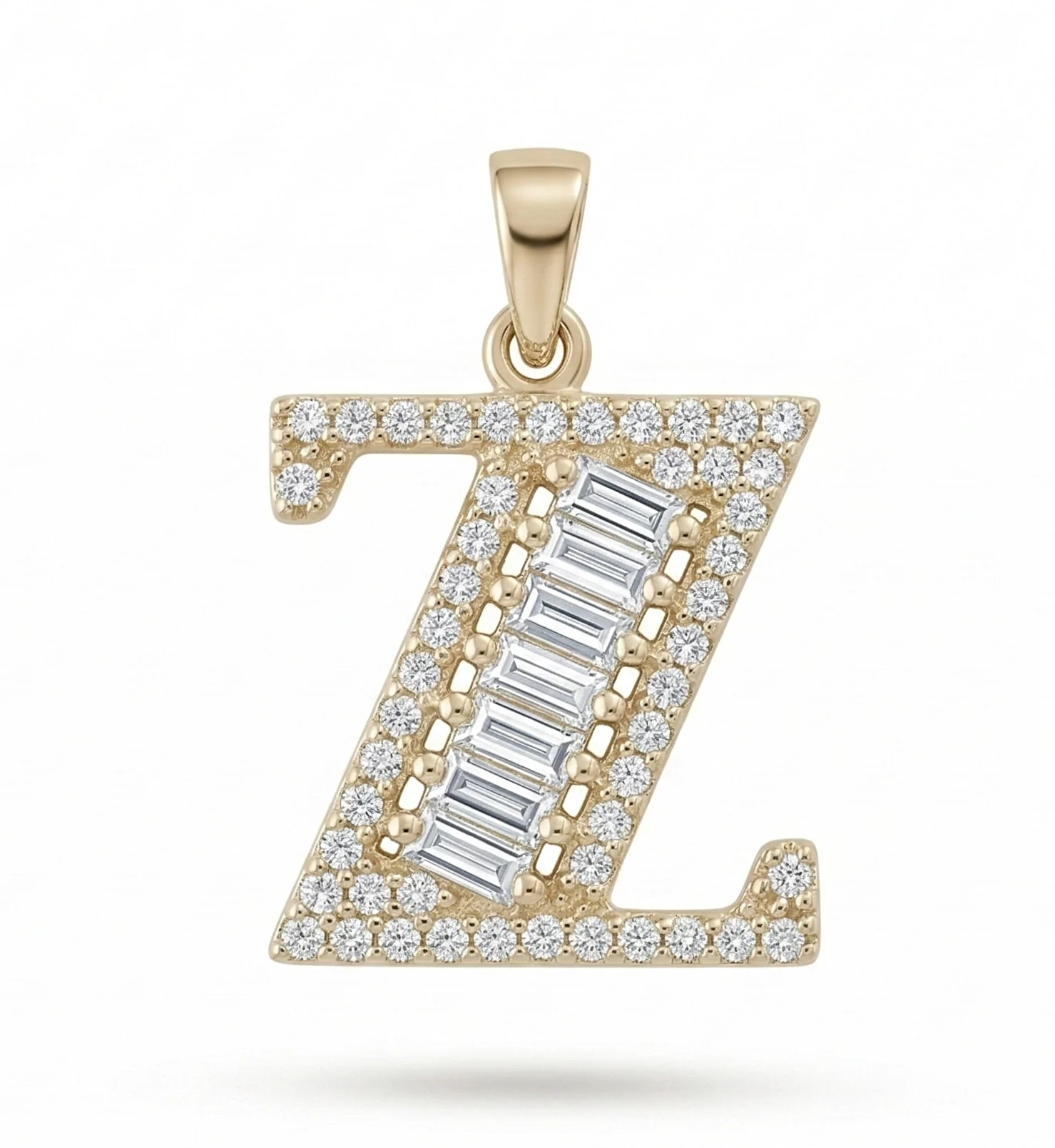 Buchstabenanhänger Z aus 14 Karat Gold – Baguette-Steine 2